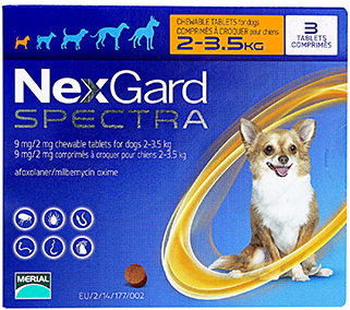 ネクスガード スペクトラ (超小型犬用) NexGard Spectra ChewableTablets ForDogs (2-3.5kg) 3tablets 1箱
