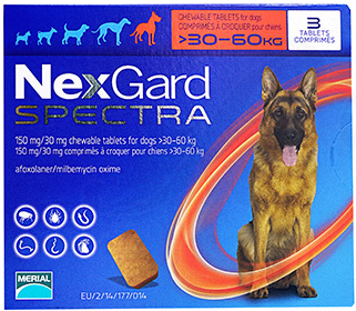 ネクスガード スペクトラ (超大型犬用) NexGard Spectra ChewableTablets ForDogs (30-60kg) 3tablets 1箱